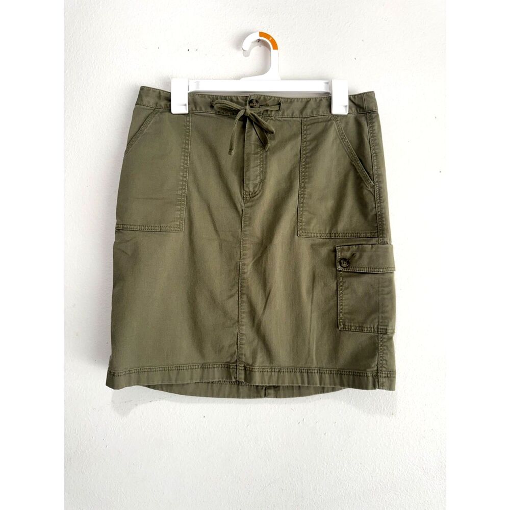 L.L. Bean mini skirt favorite fit military green cargo pocket summer women 10